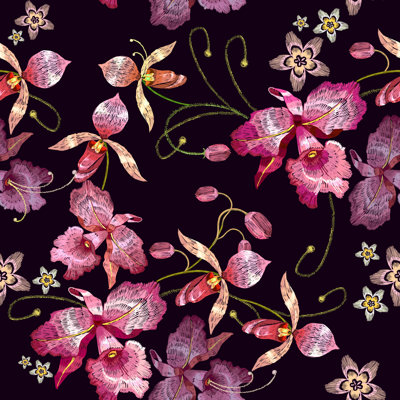 Beautiful Tropical Orchids Paradise Flower by Matriyoshka - No Frame Print on Canvas