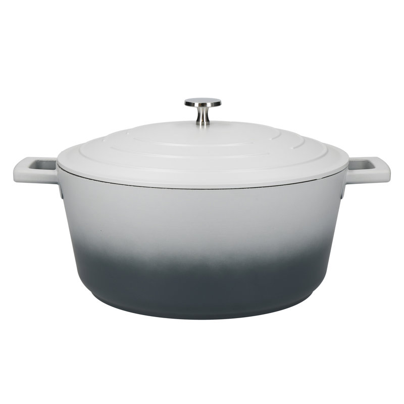 MasterClass Cast Aluminum Round Casserole, 37cm / 5L, Grey Ombre