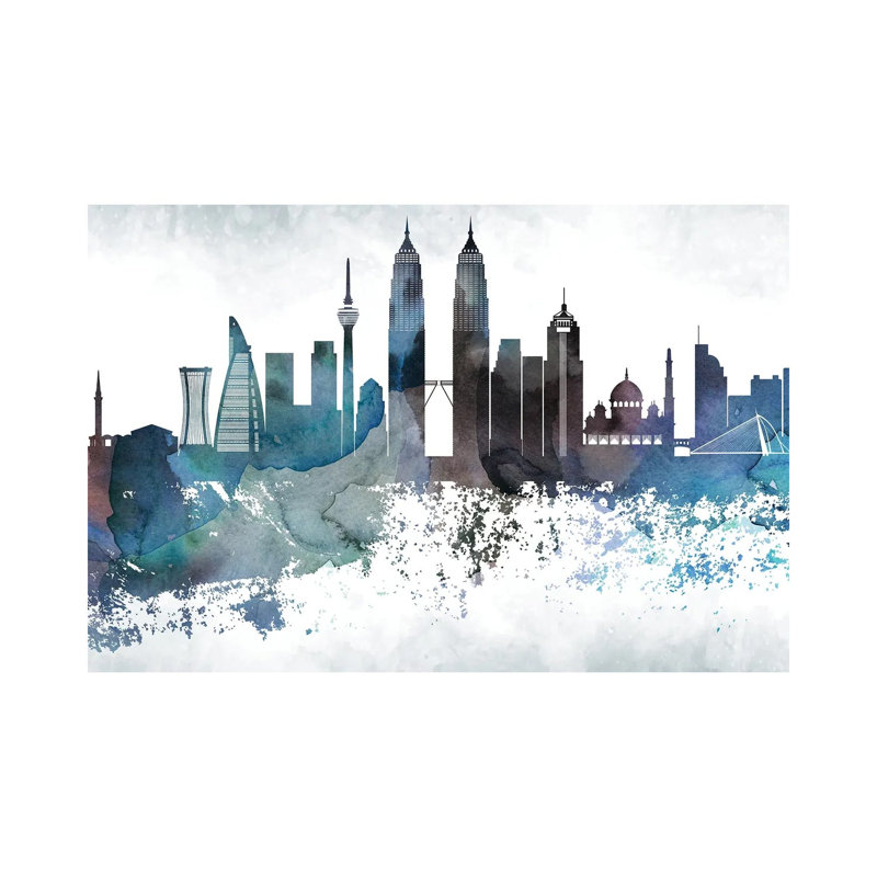 Kuala Lumpur Bluish Skyline by WallDecorAddict - Wrapped Canvas Print, 20.32 cm H x 30.48 cm W