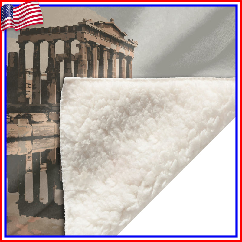 Jeté en molleton Parthenon - Jetés d'architecture pour canapés ou lits, L 51 po x H 60 po