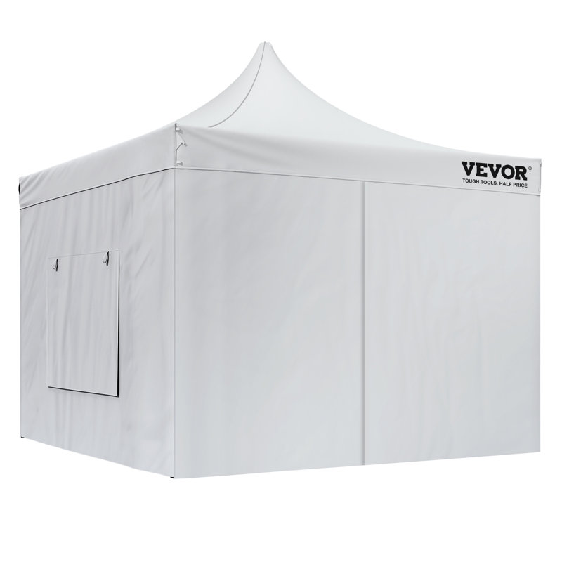 White 10x10ft Pop-Up Canopy Tent with Sidewalls and Bag