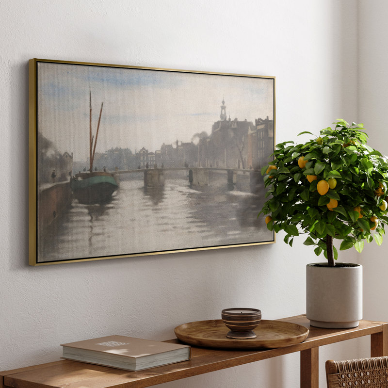 " Vintage Landscape - CCCLVI ", Gold Floater Framed Canvas, 25" H x 37" W x 2" D