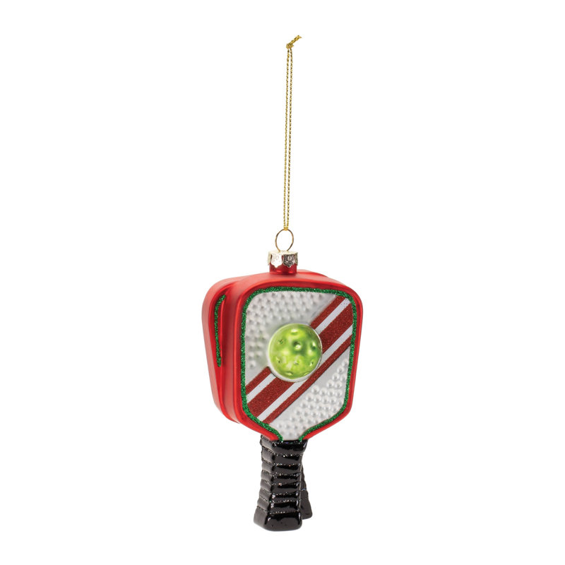 Ornement en verre raquette de pickleball