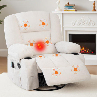 360° Swivel Recliner Chair with Vibration Massage & Heating, Extra-Wide Sofa for Living Room/Bedroom