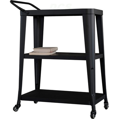 3-Tiered Metal Frame, Industrial Dining Cart With Swivel Wheels, Black