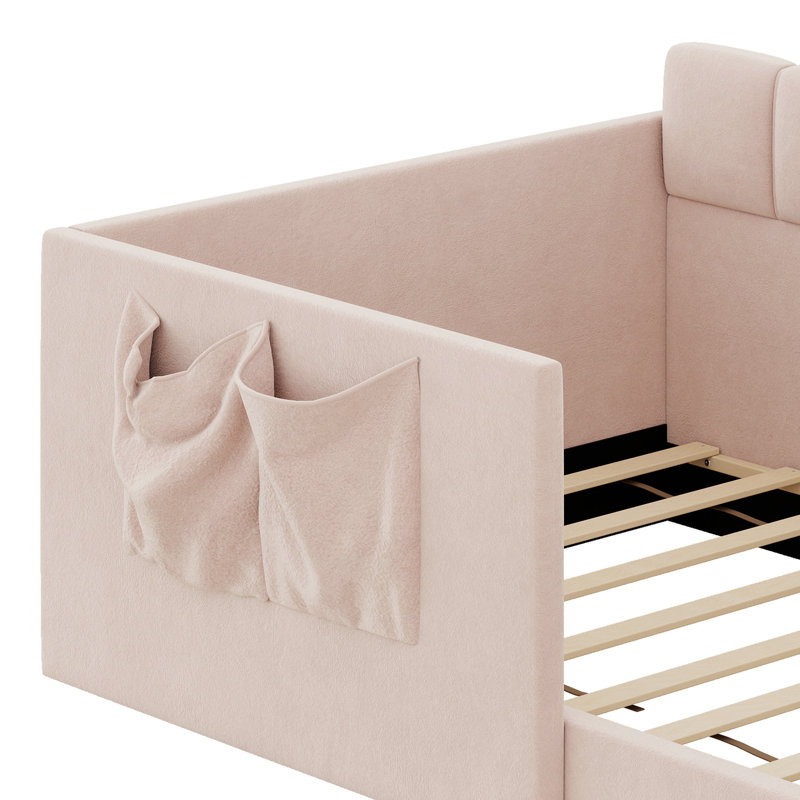 Lit de jour moderne, canapé-lit polyvalent peu encombrant, Lit simple, Rose