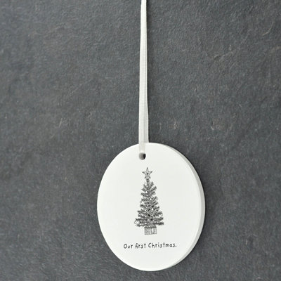 Carley Our First Christmas Circle Shaped Ceramic Ornament
