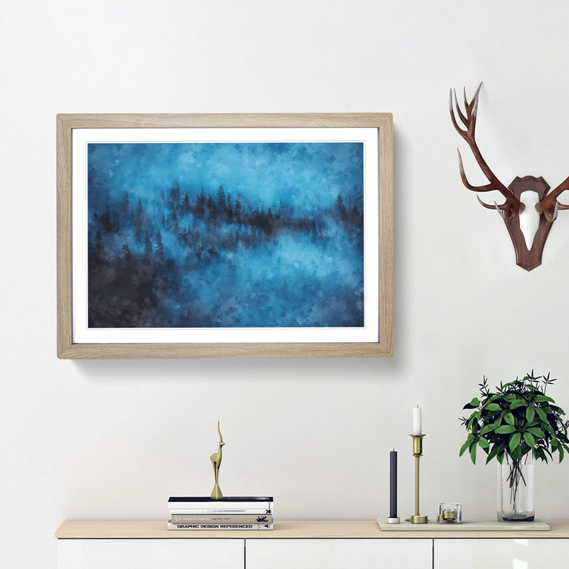 Forest Mist - Picture Frame Graphic Art Print, Oak Framed, 62cm H x 87cm W x 2cm D