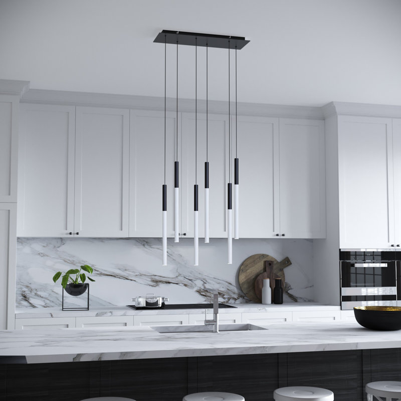 Baileyton 6 - Light Kitchen Island Pendant, Black/White