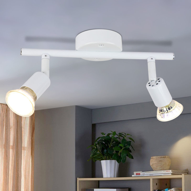 LED Ceiling Spotlight Swiveling GU10 2-Flame Ceiling Spotlights Industrial Living Room, White