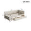 Lit plateforme simple tapissier en forme de L avec velours, tiroirs de rangement et armoire d'appoint, beige
