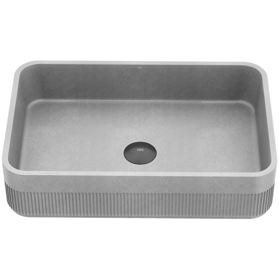 Cypress 21" L x 14" W x 5" H Gray Handmade Rectangular Vessel Bathroom Sink VIGO