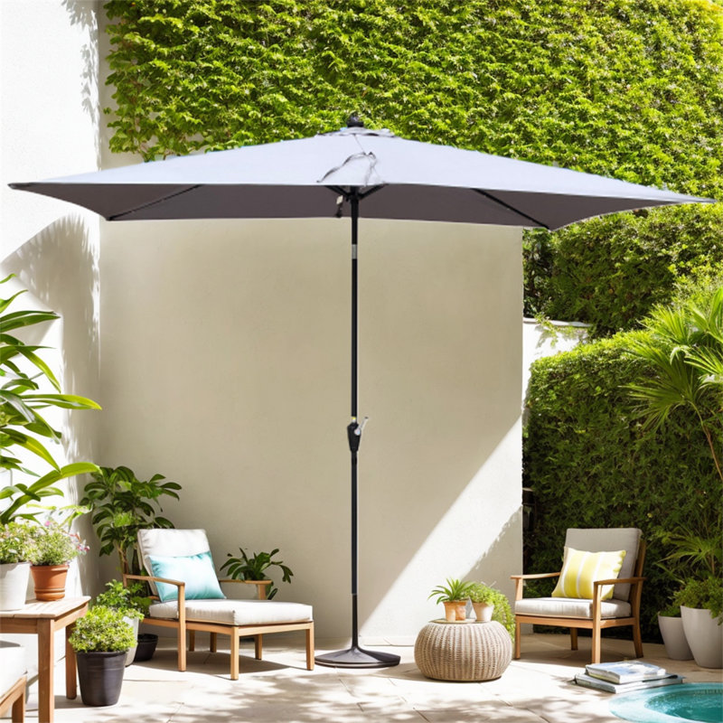 Brylor 120.00'' x 78.00'' Rectangular Lighted Beach Umbrella, Gray
