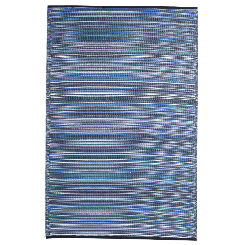Outdoor Rug Plastic Straw Rug Waterproof Patio Amyree, Rectangle 8' x 10', Cancun - Indigo 