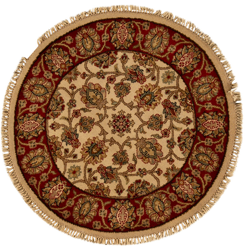 Hand Knotted Wool Area Rug in Ivory And Red