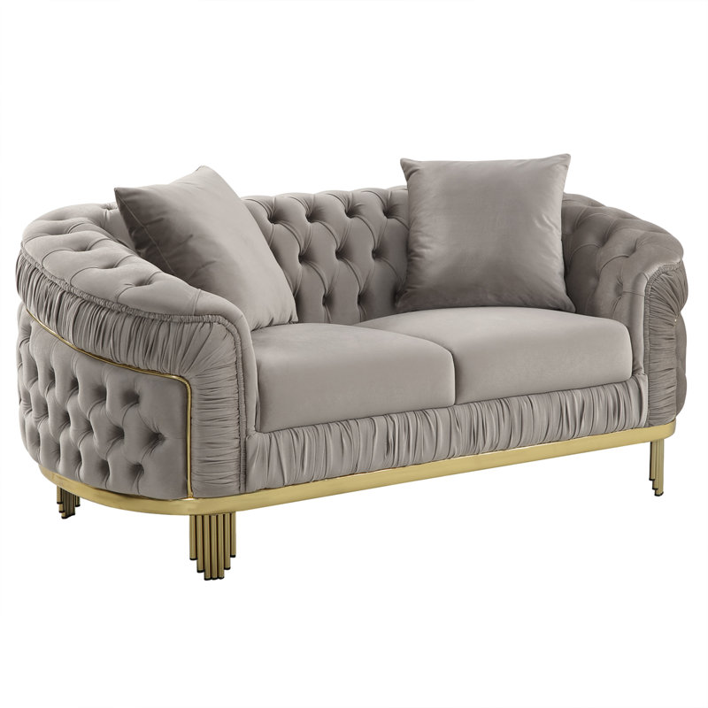 Valorie 72'' Velvet Loveseat, Taupe Velvet