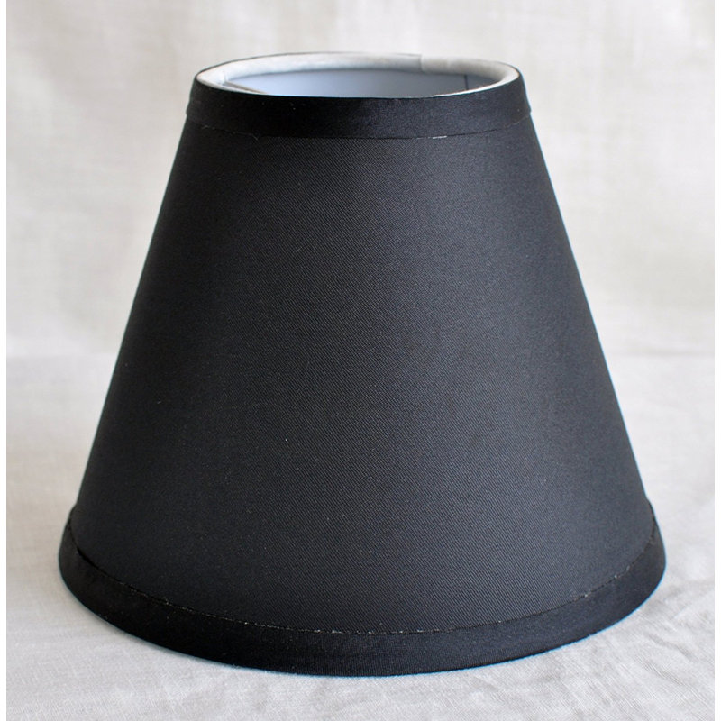 Abat-jour empire en satin 5 po (à pince), Noir
