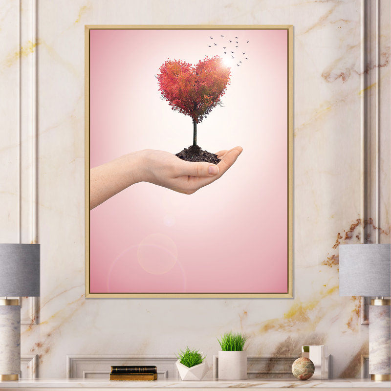 «Hold the Tree of Live», reproduction d'art sur toile moderne, H 32 po x l 16 po x P 1,5 po, Toile avec cadre flottant brun
