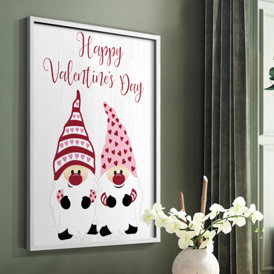 Valentines Gnomes Framed Print - Solid Wood