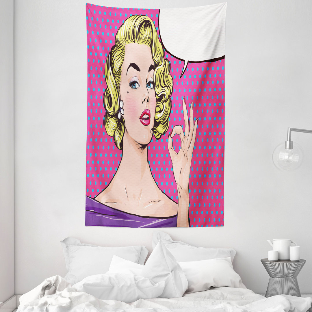 Wandbild Pop Art Frau OK Zeichen