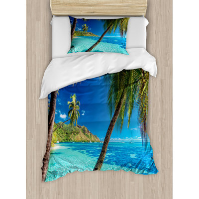 Quinnwood Turquoise/Green Microfibre 350 TC Coastal Duvet Cover Set