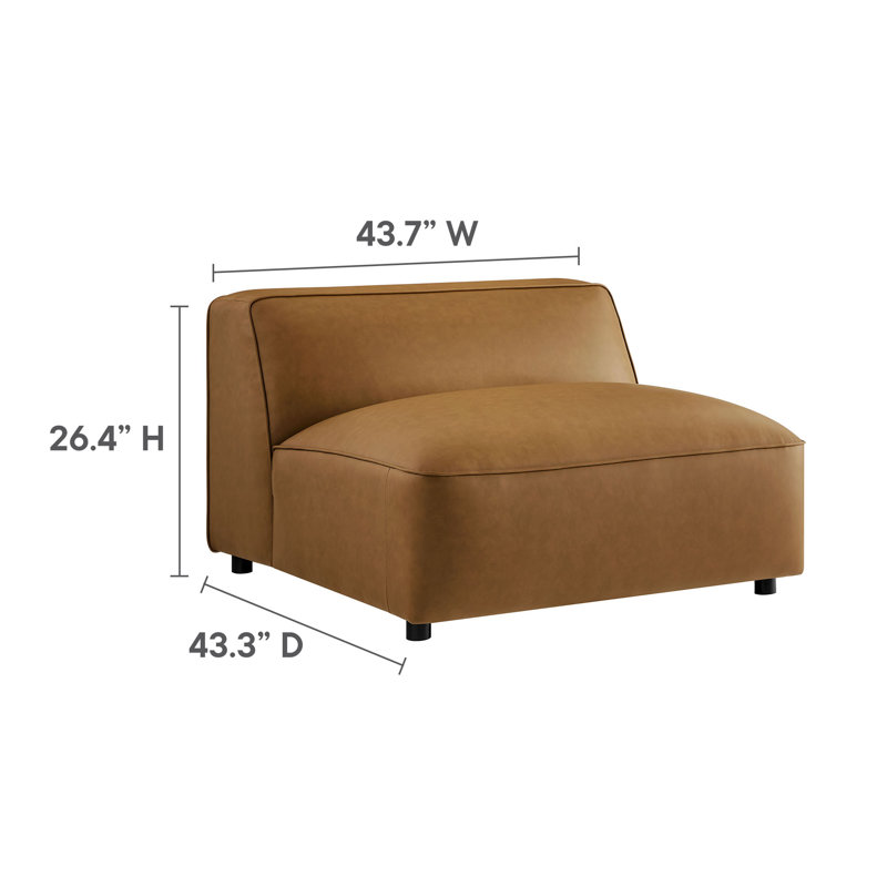 Auren Camel Faux Leather Six-Piece Modular Sofa with Wood Frame