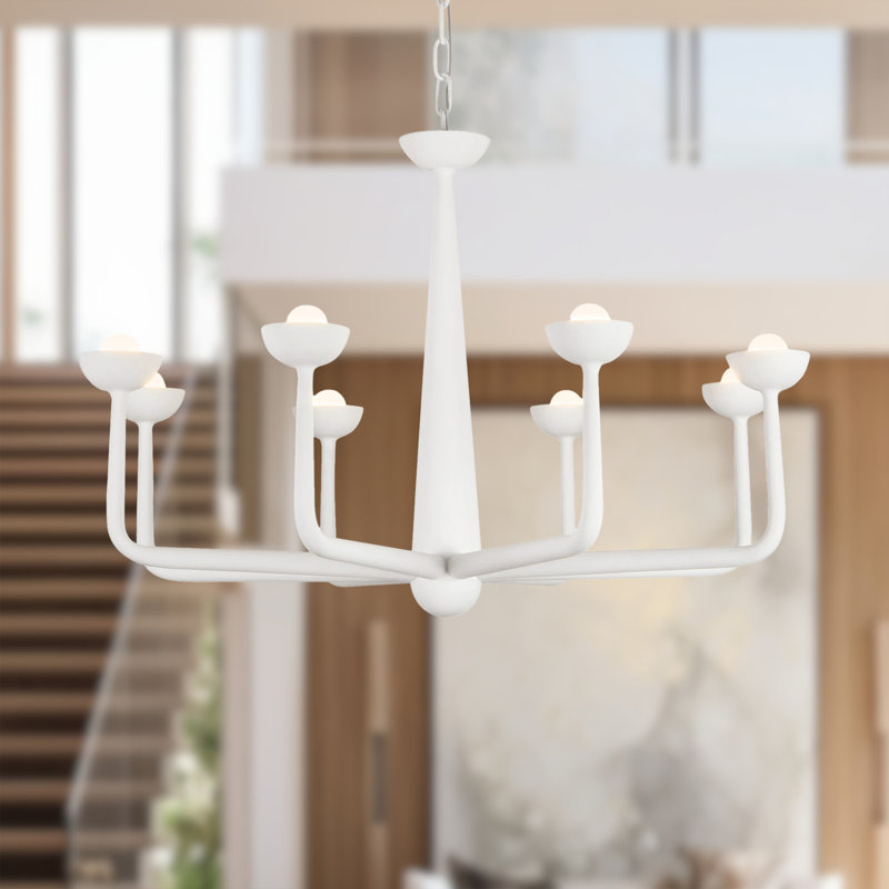 Spade 30-in White dimmable LED Chandelier, White
