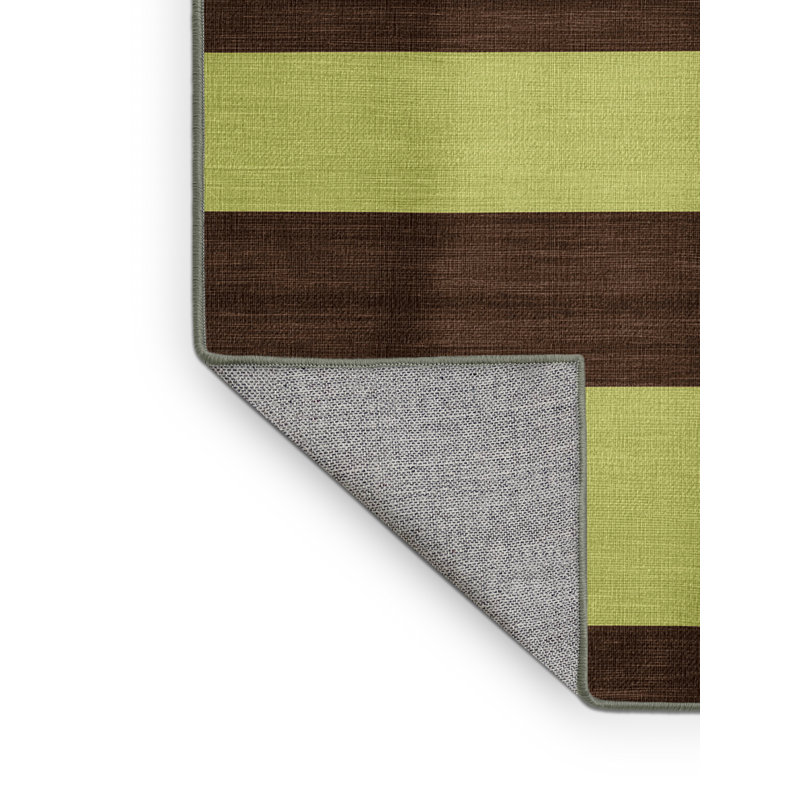 Tapis vert à rayures horizontales lavable à la machine, Carré 3 pi