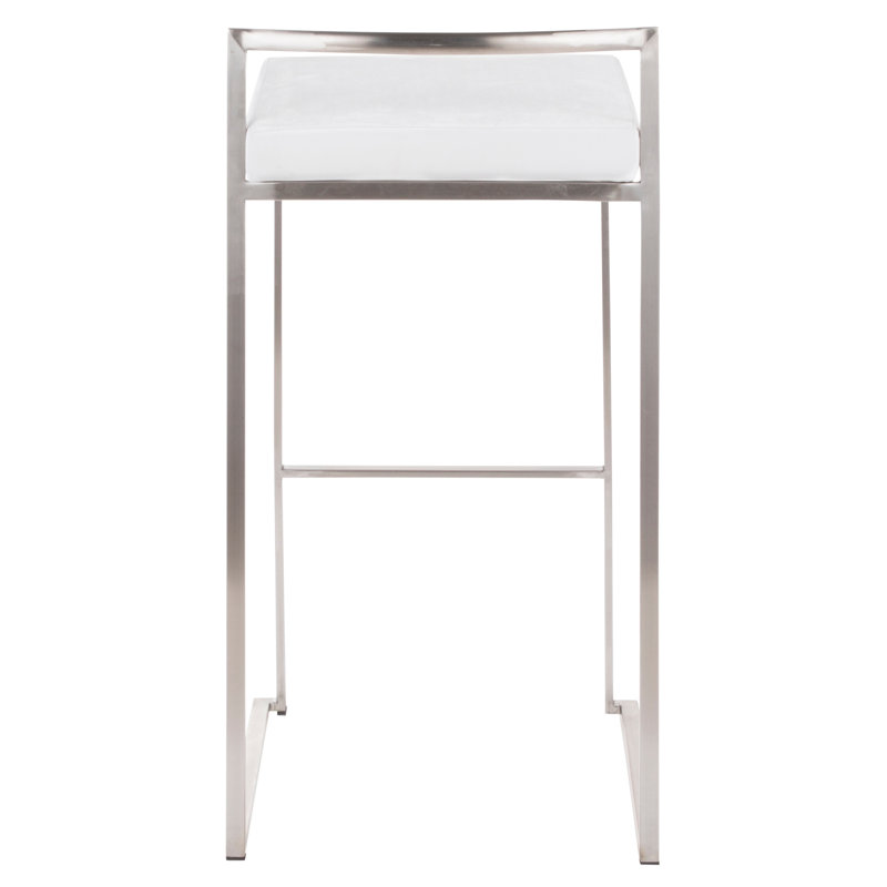 Tabouret de bar contemporain empilable, Blanc, Argent