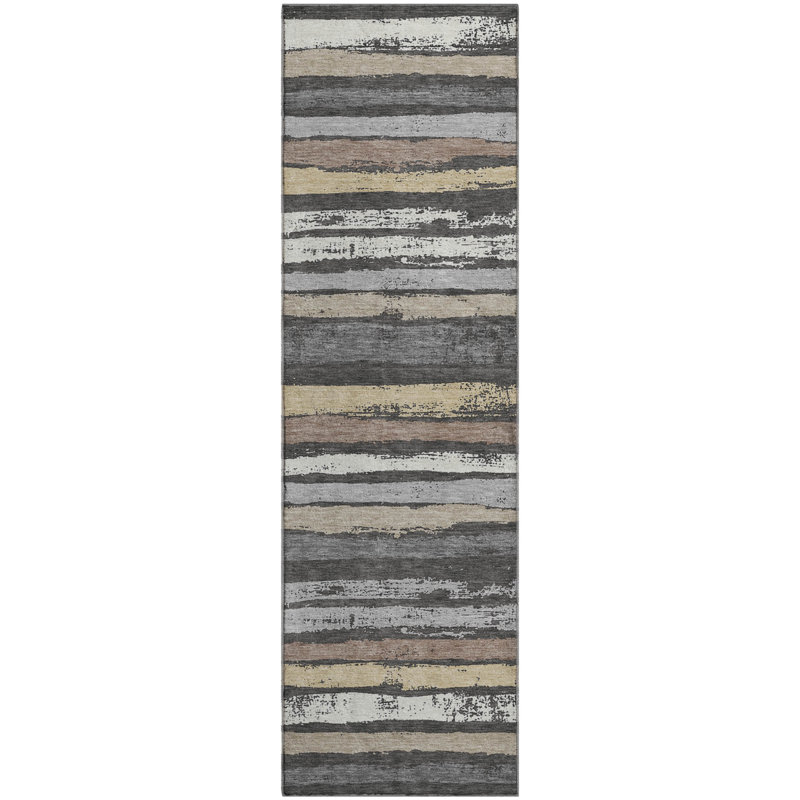 Premium Machine Washable Jahnke AMF1019 Stripes Rug, Runner 2'3" x 7'6"