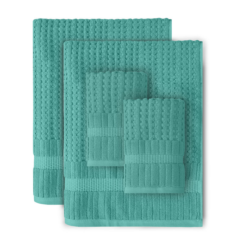 Ensemble de serviettes 4 pièces Willow - 100% coton peigné, qualité supérieure 630 g / m², turquoise, ultra doux et très absorbant (ensemble de 2 serviettes de bain, 2 serviettes de toilette)