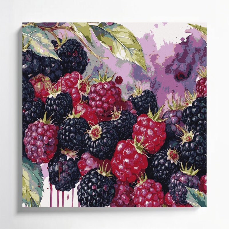 «Fruit Blackberry», art mural sur toile mauve, H 8 po x l 8 po