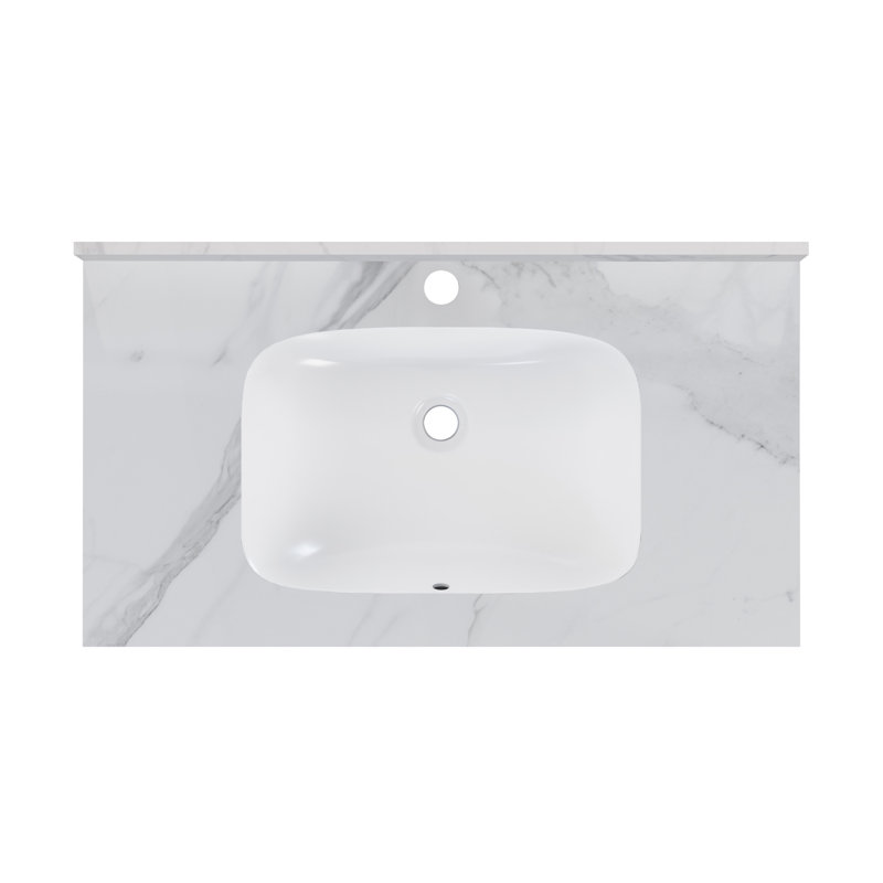 Lavabo mural en marbre blanc 36 po Avancer