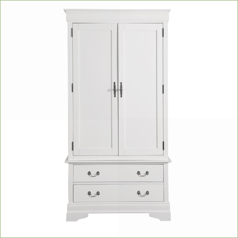 Armoires & amp; Armoire 2 portes à 2 tiroirs pour garde-robe traditionnelle | Blanc | Panneau de particules, Blanc