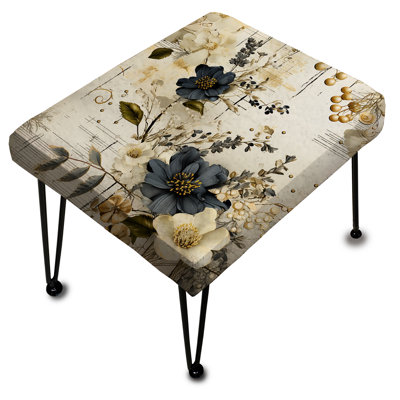 Repose-pieds rectangulaire gris et beige I - Boho