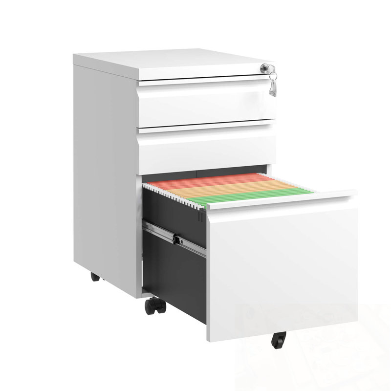 3 Drawer Mobile File Cabinet With Lock