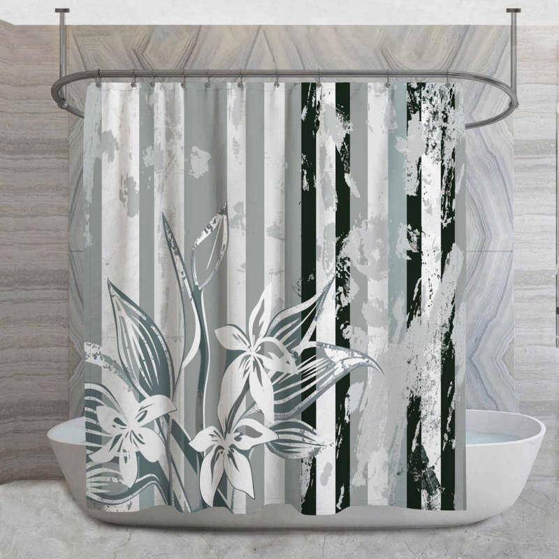 Rideau de douche Botanical patchwork - Cool motif de salle de bain 14112, H 73 po x l 70 po