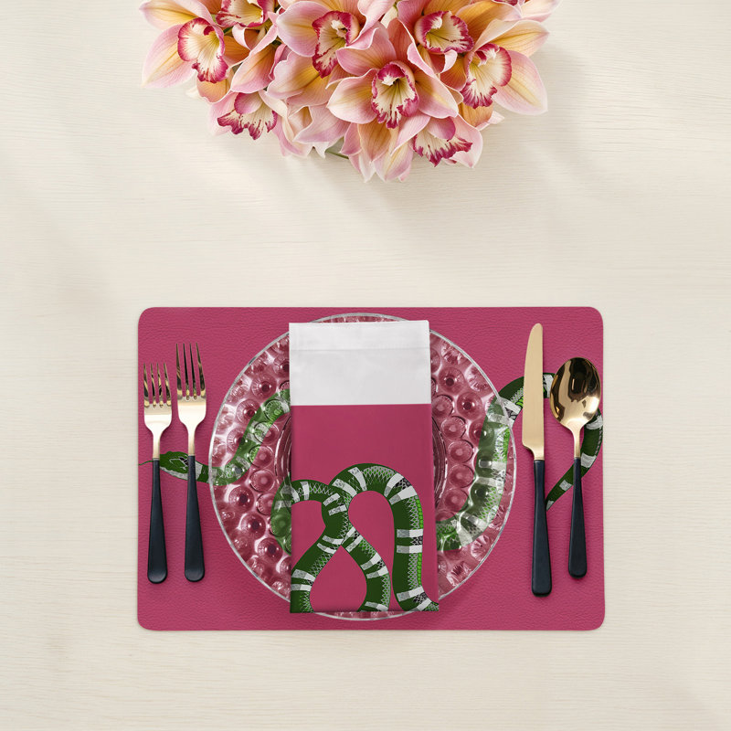 Serpent Cotton Sateen Dinner Napkins, Raspberry