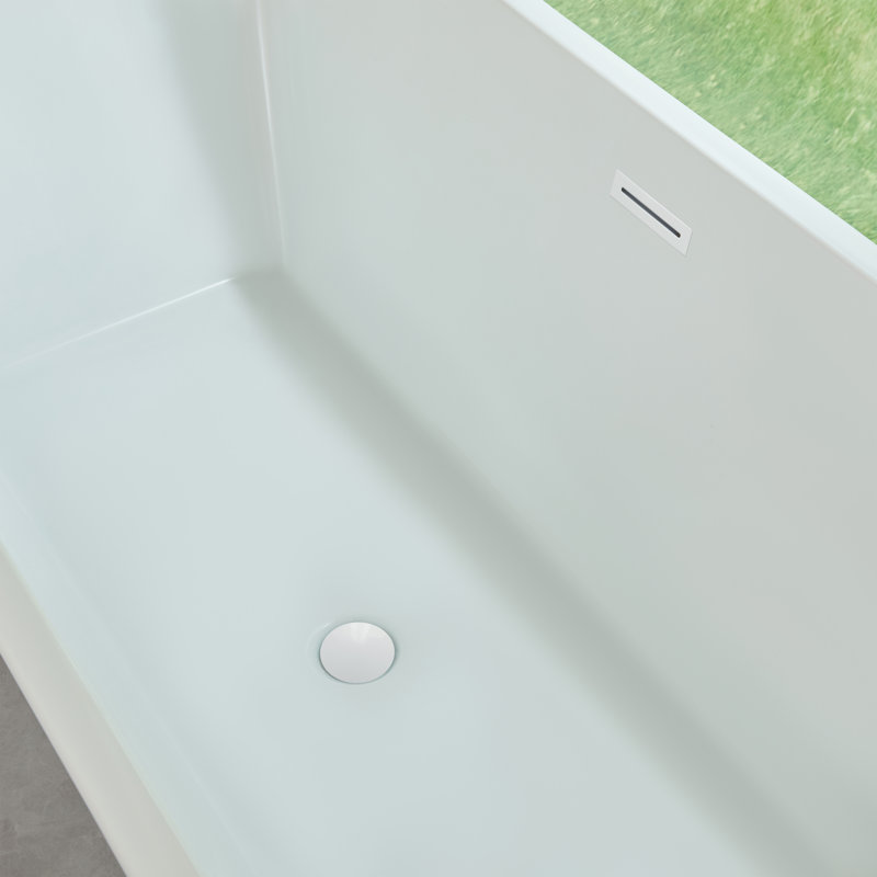 66.9" x 29.5" Freestanding Soaking Acrylic Bathtub, Pure White