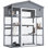 Catio Outdoor Cat Enclosure , Outdoor Cat House with Large Front Door + Two Enter Door,59"L x 35"W x 71"H,Grey