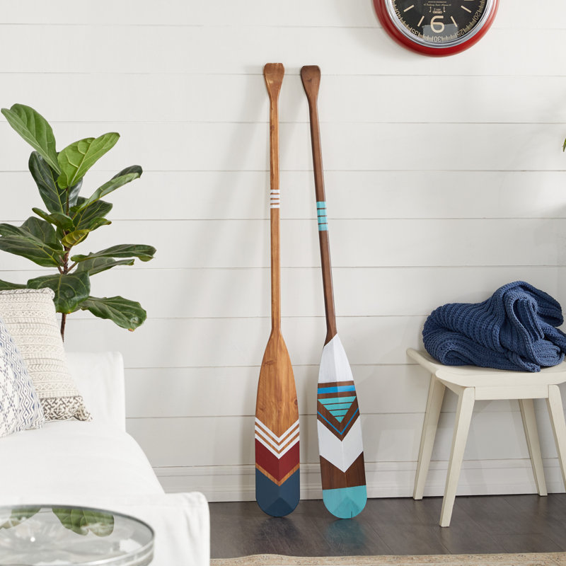 Wood Novelty Canoe Oar Paddle Home Wall Decor with Arrow and Stripe Patterns