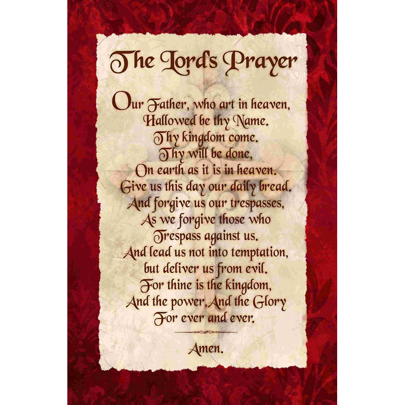 «Lords Prayer», art textuel sur toile tendue, H 48 po x l 32 po