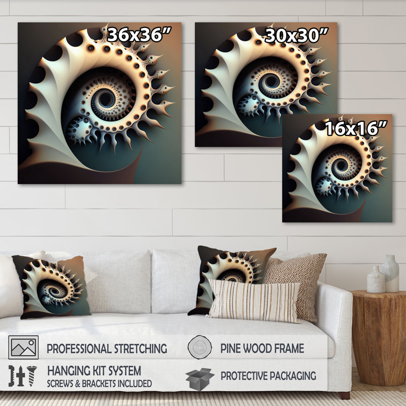 Beauté fractale monochrome II - reproduction sur toile, H 30 po x l 30 po x P 1 po, Toile tendue