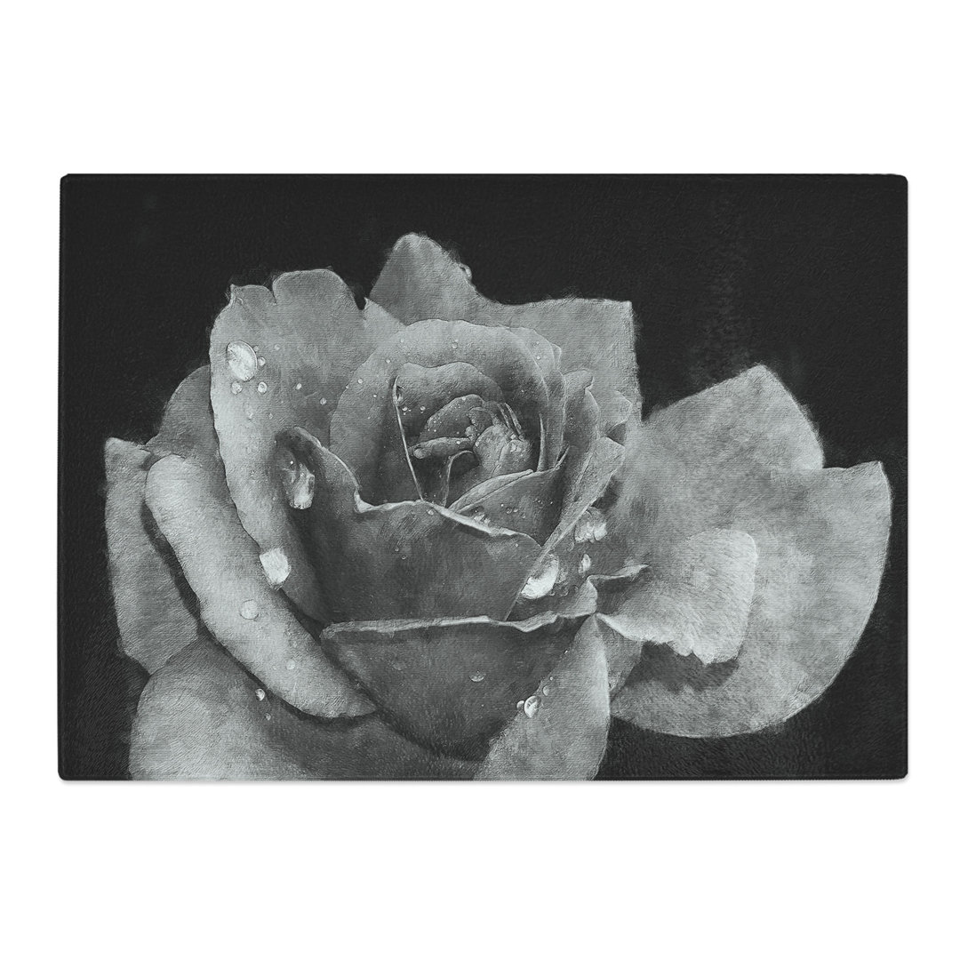 Tempered Glass Rose Flower Chopping Board
