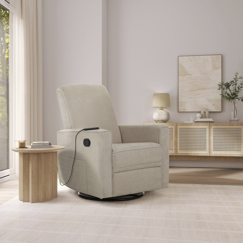 Evolur Raleigh Glider With Back Massager |Recliner| Rocker, Tan