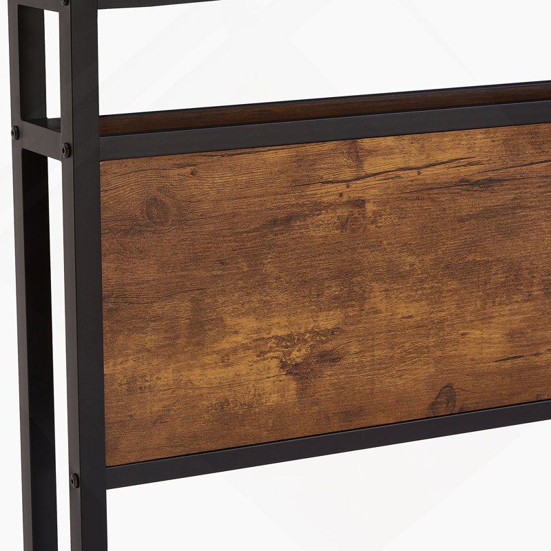 Base de lit plateforme en métal avec tête de lit et pied de lit en bois avec port USB, lumières DEL, pas de sommier, grand rangement sous le lit, assemblage facile