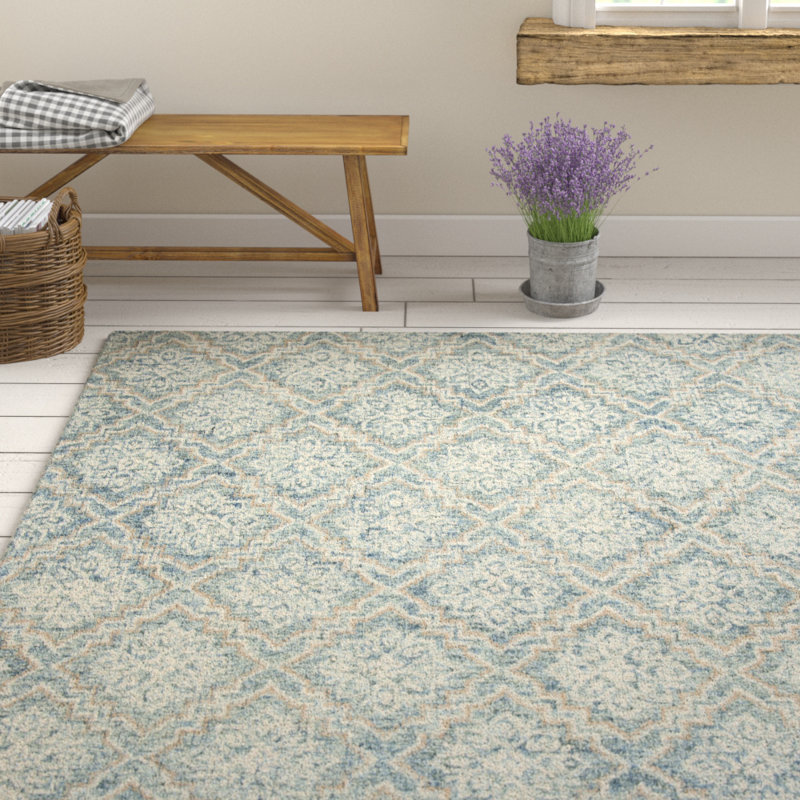 Salerna Hand Tufted Wool Geometric Rug, Rectangle 9' X 12'