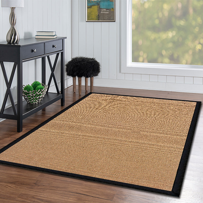 Nannette Cork and Black Machine Tufted Rug, Rectangle 5' x 8'