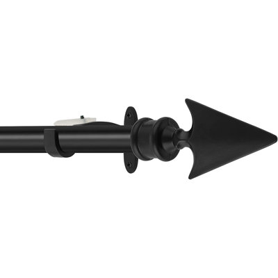  Tringles à rideaux pour fenêtres, tringle à rideaux extensible en métal robuste de 3/4 po, tringle à rideaux réglable avec fleurons décoratifs pour salon, noir mat