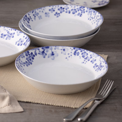 Noritake Bloomington Road Blue Set of 4 Coupe Dinner Bowls, 9.75 in., 43 oz.